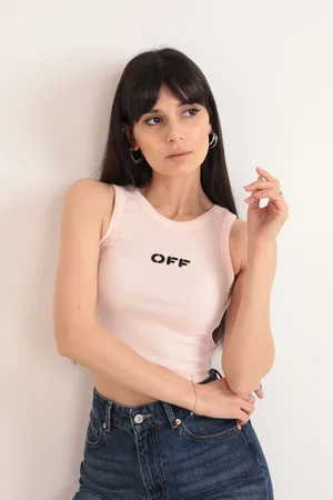 OFF Nakış Detaylı Fitilli Crop Bluz – Pudra - Pembe