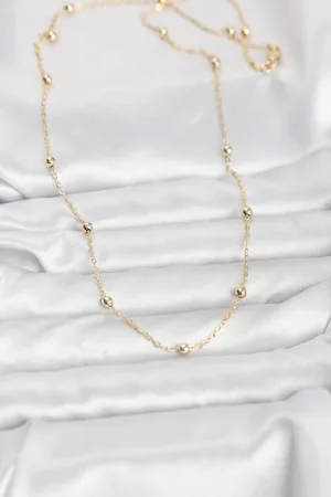 CM 14K Gold Renk Pirinç Top Zincirli 60 cm Kadın Kolye