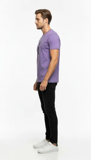 Erkek Dinamik Grafik Sembol Baskılı T-Shirt - Mor