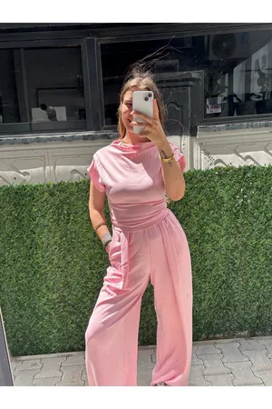 Modal Kumaş Cepli Piliseli Takım - Pembe