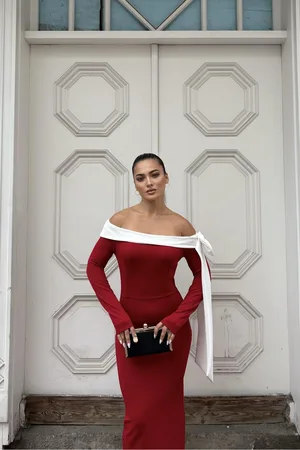 Krep Straplez Abiye Kumaş Elbise