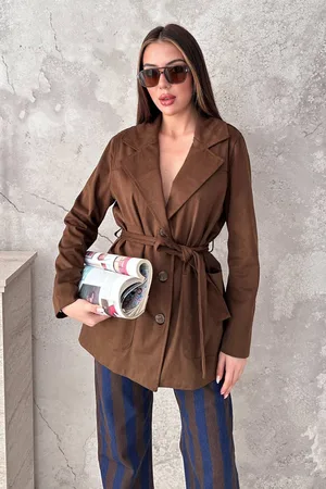 Camel Süet Bağlamalı Ceket