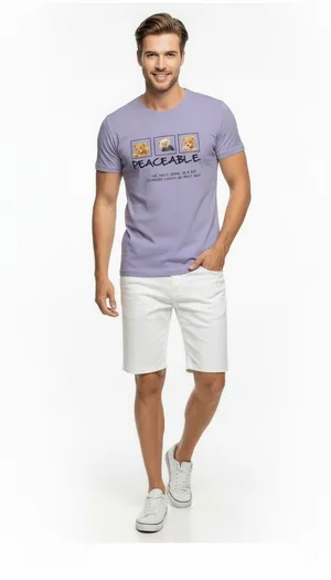 Erkek Günlük Stil Baskılı T-Shirt
