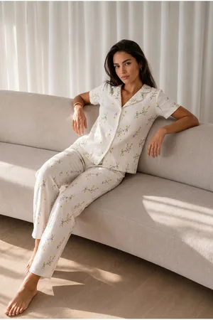 Kadın Loose Uzun Paça Pamuk Çok Renkli Pijama Takımı