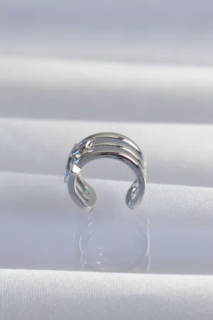 Pirinç Gümüş Renk Yonca Earcuff Küpe