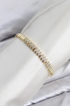 CM Arpa Model Zirkon Taşlı VIP Seri Gold Renk Pirinç Kadın Bileklik