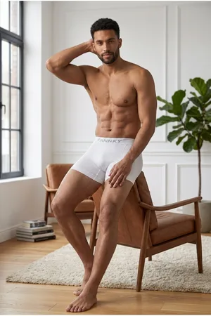 Erkek Rahat Esnek Seamless 3 Lü Beyaz Boxer