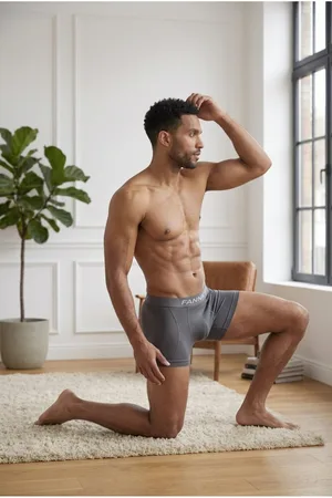 Erkek Rahat Esnek Seamless 2 Li Gri Boxer