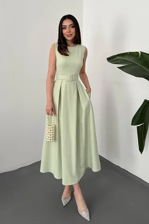 Mint Halter Yaka Kloş Elbise