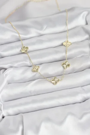 Brass Gold Color Clover Women's Necklace