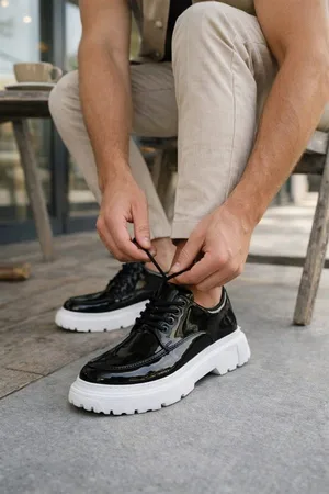 Erkek Casual Günlük Bağcıklı Ayakkabı Ayakkabı Klasik Rugan Şık
