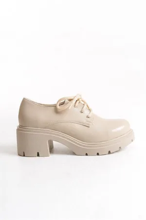Kadın Casual Loafer Tabanlı Bağcıklı Ayakkabı Ayakkabı Kırışık Rugan Davet Yüksek