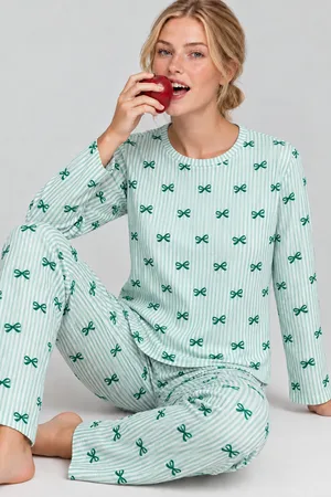 Kadın Comfort Esnek Yeşil Pijama Takımı 4801