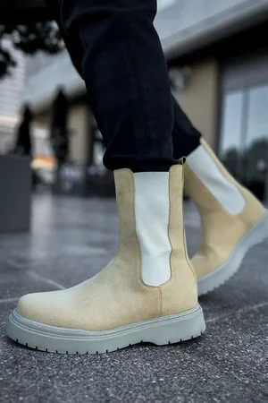 Erkek Dayanıklı Bootie Fermuarlı Rahat Bot Bot Süet Kışlık &