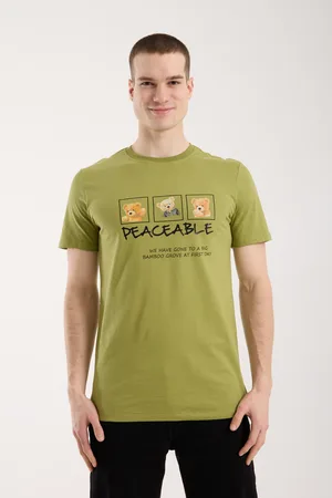 Erkek Günlük Stil Baskılı T-Shirt - Yeşil