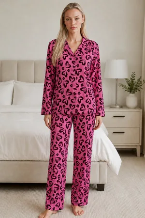 Kadın Casual Esnek Bol Lila Pijama Takımı 4672