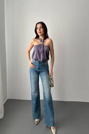 Lila Toka Detaylı Bluz - Lila