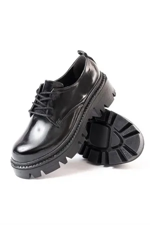 Kadın Casual Loafer Günlük Tabanlı Bağcıklı Ayakkabı Ayakkabı Rugan Yüksek