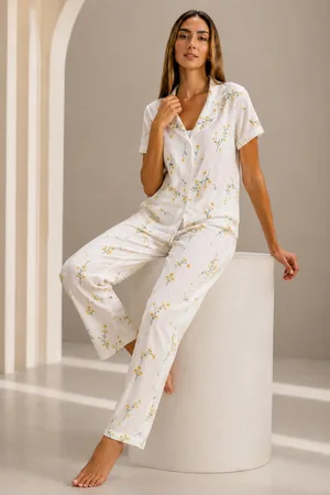 Kadın Kısa Kol Rahat Kalıp Şık Çok Renkli Pijama Takımı