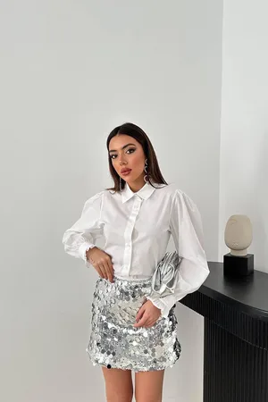 Gümüş Pullu Kısa Etek