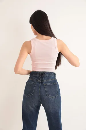 OFF Nakış Detaylı Fitilli Crop Bluz – Pudra - Pembe