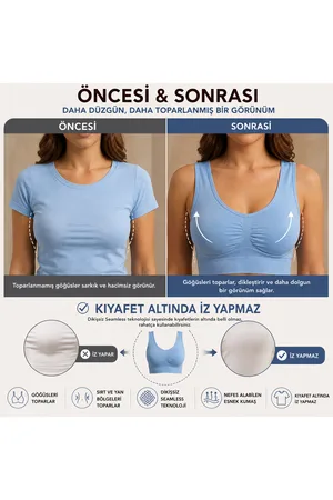 Kadın Mavi Dikişsiz Kalın Askılı Pedsiz Balensiz Büstiyer 5050