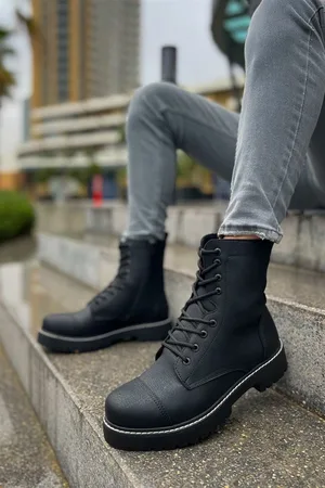 Erkek Bootie Fermuarlı Stabil Dengeli Bot Bot Modern Kışlık &