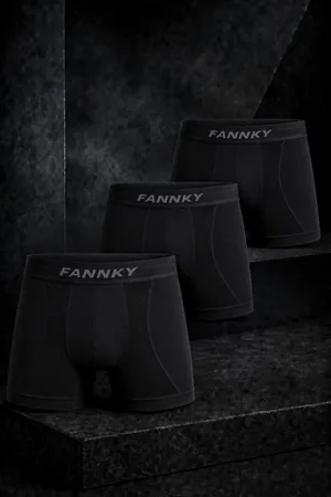 Erkek Rahat Esnek Seamless 3 Lü Siyah Boxer