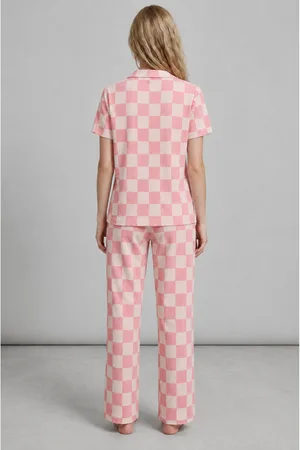 Kadın Kısa Kollu Rahat Pembe Pijama Takımı 4727