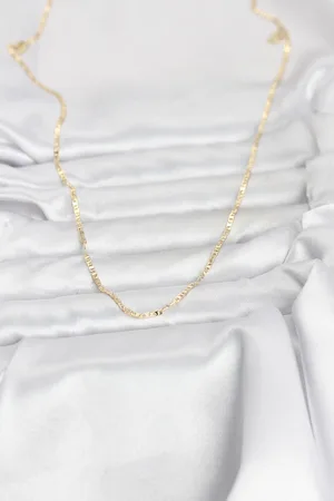 CM 14K Gold Renk Yassı Zincir Model 60 cm Kadın Kolye