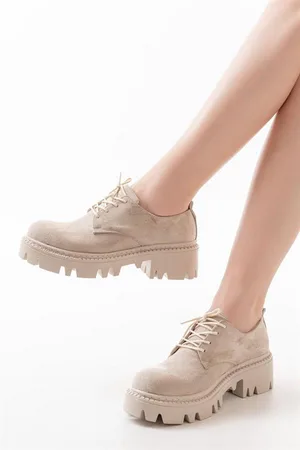 Kadın Casual Loafer Tabanlı Bağcıklı Ayakkabı Ayakkabı Konfor Süet Yüksek