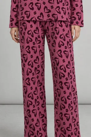 Kadın Çizgili Regular Fit Lila Pijama Takımı 4764