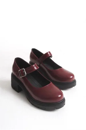 Kadın Casual Loafer Tabanlı Ayakkabı Ayakkabı Tokalı Kırışık Rugan Yüksek