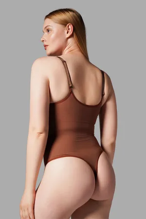 Çıtçıtlı String Body Korse 9052 Kahverengi