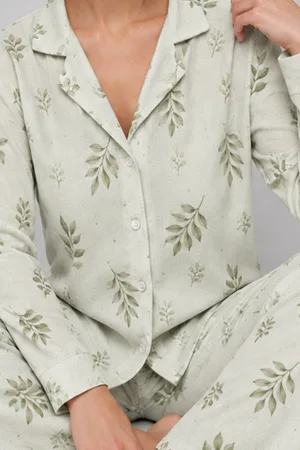 Kadın Uzun Kol Rahat Yeşil Pijama Takımı 4767
