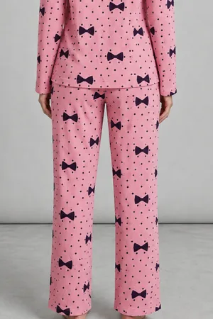 Kadın Uzun Kol Rahat Lila Pijama Takımı 4749