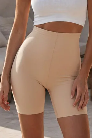 Kadın U Yaka Bele Oturan Örme Detaylı Ten Korse