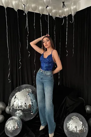 Saks Askılı Degaje Bluz