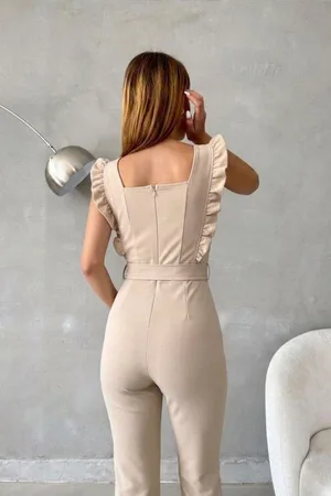 Krep Yaka Kare Tulum Kumaş Kuşaklı