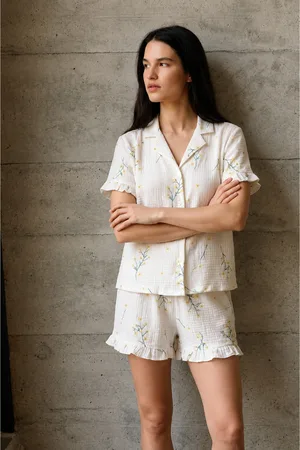 Kadın V Yaka Comfort Fit Çok Renkli Pijama Takımı