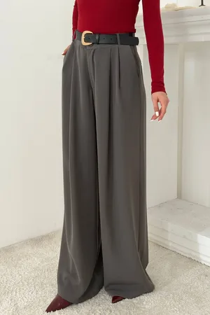 Füme Pileli Comfort Pantolon