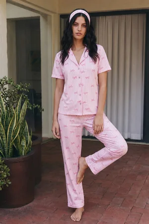 Viskon Karışım Homewear Pembe Pijama Takımı