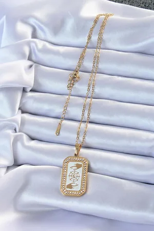 316L Çelik Zincir Gold Renk Mineli Zirkon Taşlı Göz Figür Tarot Kolye