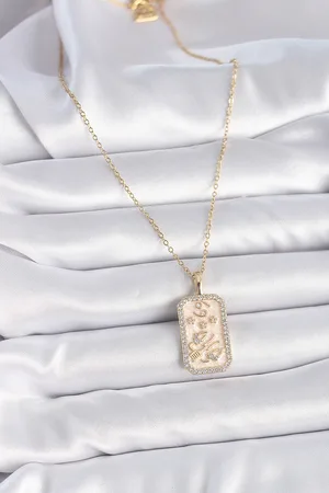 316L Çelik Gold Renk Zincir Yengeç Burcu Zirkon Taşlı Kadın Kolye