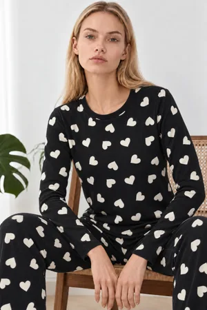 Kadın Desenli İkili Çok Renkli Rahat Pijama Takımı 4826
