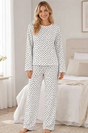 3'Lü Kadın Desenli Uzun Kollu Pijama Takımı Yeşil