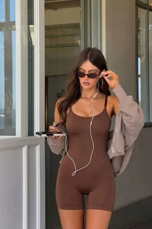 Kadın Toparlayıcı Kahverengi Premium Askılı Body