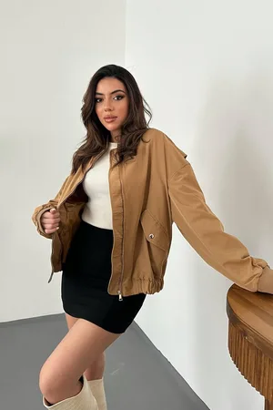 Camel Parçalı Bomber Ceket