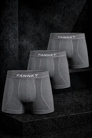 Erkek Rahat Esnek Seamless 3 Lü Gri Boxer