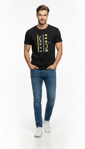 Keep Going Urban Baskılı Erkek Tişört – Sportif Günlük Stil